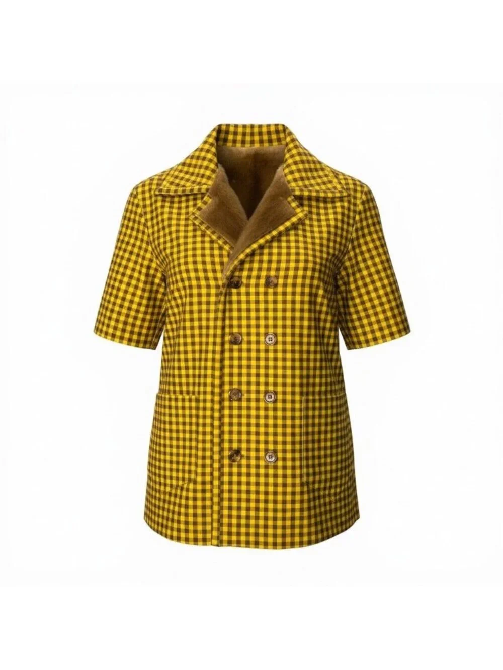 Fendi Pastel Mink Fabric Reversible Fur Coat Jacket Check 36 Brown - Picture 2 of 15